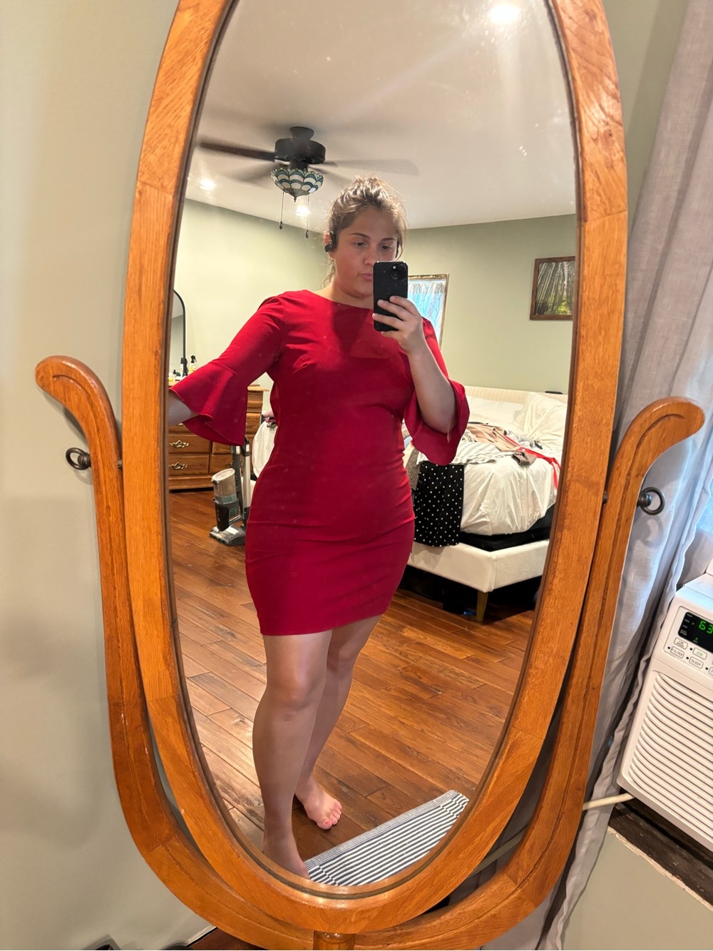 Banana Republic Red Bell-Sleeve Bodycon Mini Dress